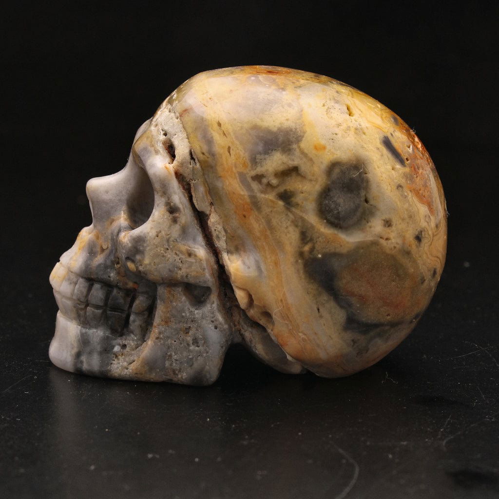 Buy your Joyful Sentinel Crazy Lace Agate Crystal Skull online now or in store at Forever Gems in Franschhoek, South Africa