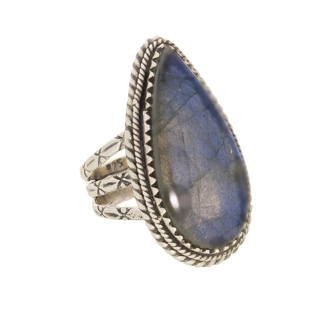 Buy your Labradorite Dreams: Handcrafted Sterling Silver Ring Set on Tri-Band Texture online now or in store at Forever Gems in Franschhoek, South Africa