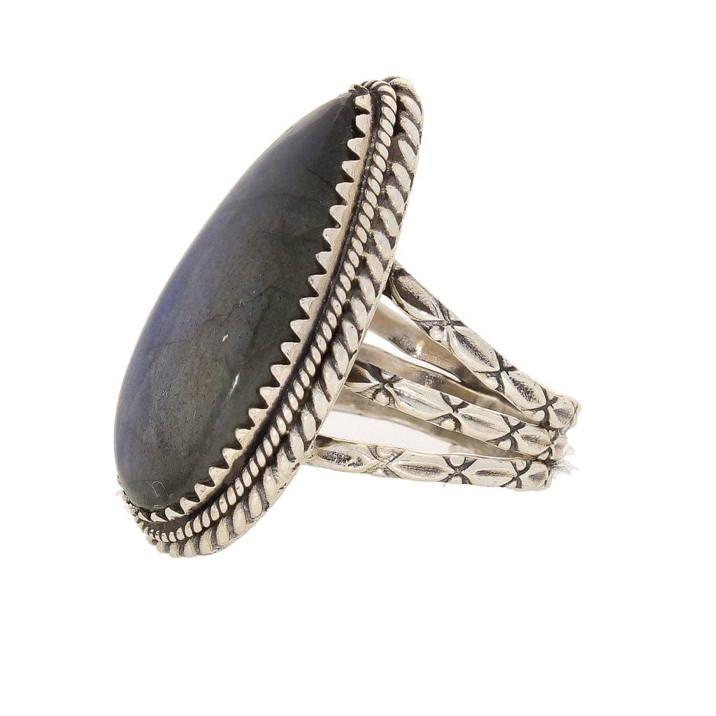 Buy your Labradorite Dreams: Handcrafted Sterling Silver Ring Set on Tri-Band Texture online now or in store at Forever Gems in Franschhoek, South Africa