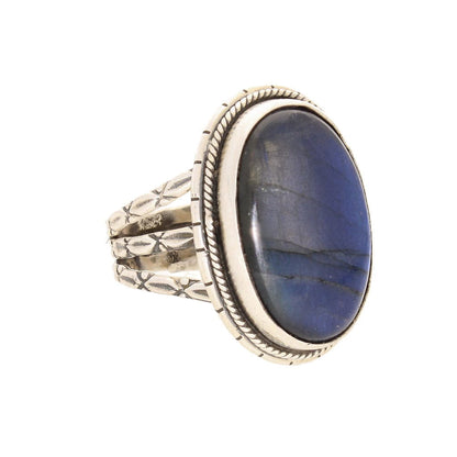 Buy your Labradorite Dreams: Handcrafted Sterling Silver Ring Set on Tri-Band Texture online now or in store at Forever Gems in Franschhoek, South Africa