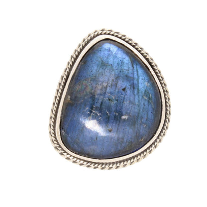 Buy your Labradorite Dreams: Handcrafted Sterling Silver Ring Set on Tri-Band Texture online now or in store at Forever Gems in Franschhoek, South Africa