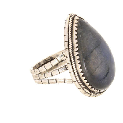 Buy your Labradorite Dreams: Handcrafted Sterling Silver Ring Set on Tri-Band Texture online now or in store at Forever Gems in Franschhoek, South Africa