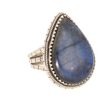 Buy your Labradorite Dreams: Handcrafted Sterling Silver Ring Set on Tri-Band Texture online now or in store at Forever Gems in Franschhoek, South Africa