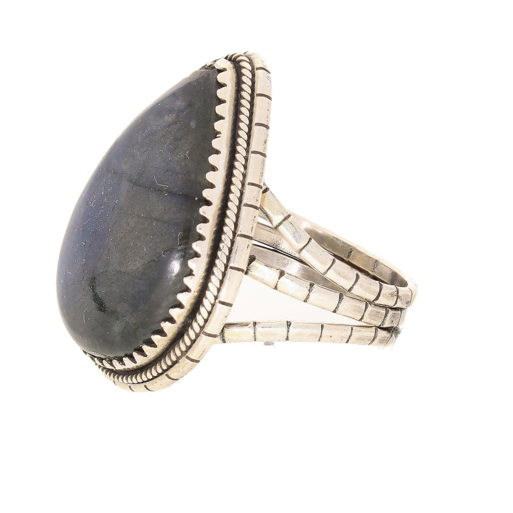 Buy your Labradorite Dreams: Handcrafted Sterling Silver Ring Set on Tri-Band Texture online now or in store at Forever Gems in Franschhoek, South Africa