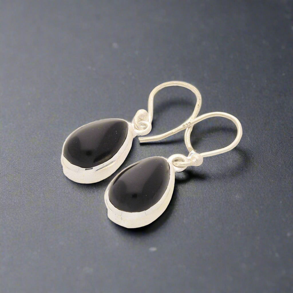 Buy your Moody Black Onyx Drop Sterling Silver Earrings online now or in store at Forever Gems in Franschhoek, South Africa