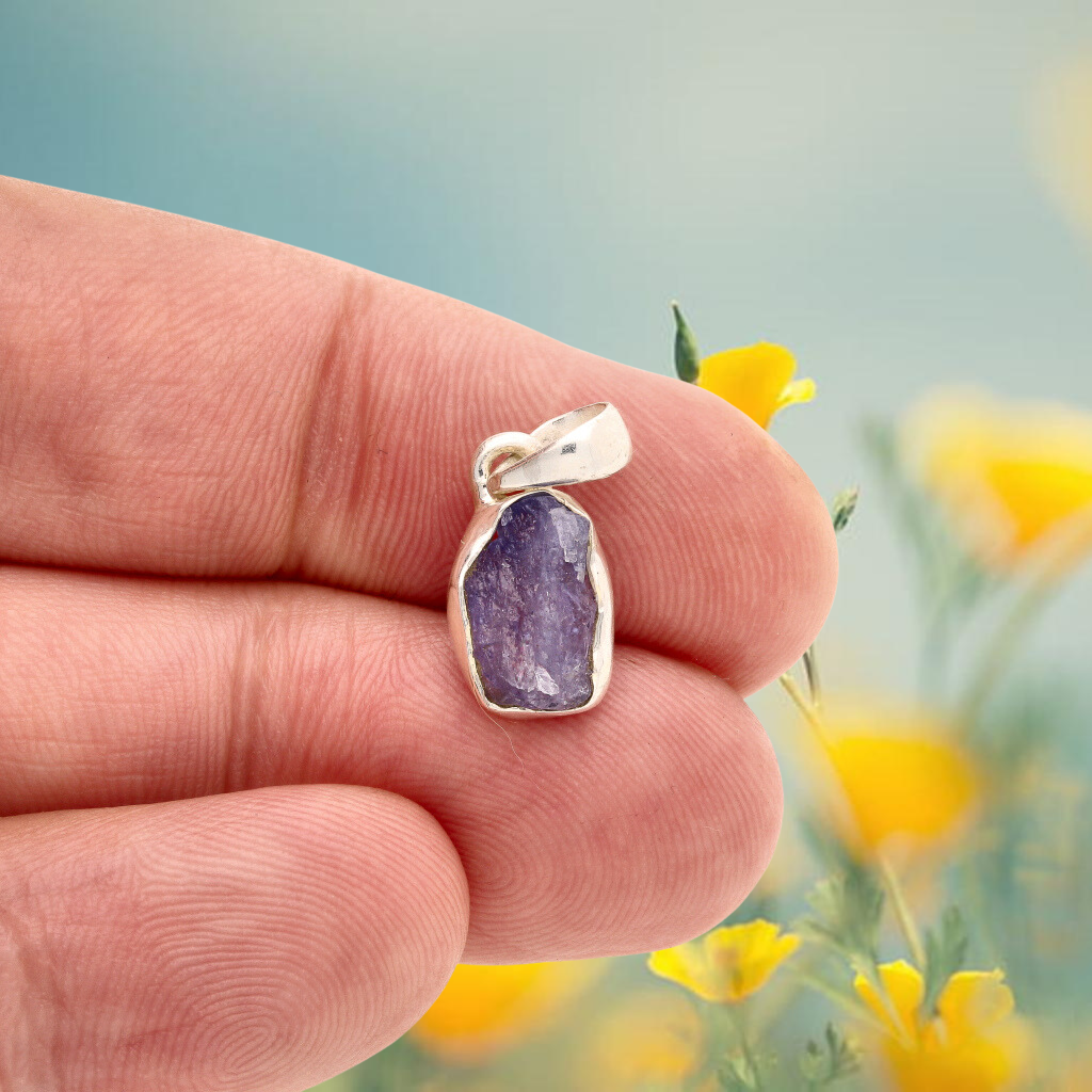 Buy your Nature's Treasures: Raw Tanzanite Sterling Silver Necklace online now or in store at Forever Gems in Franschhoek, South Africa