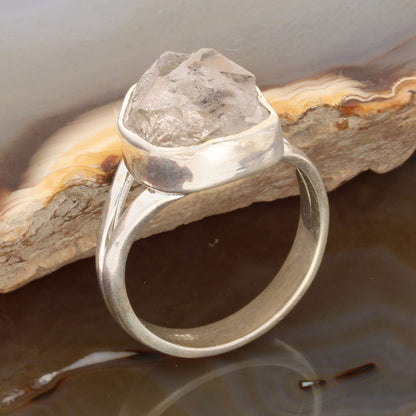 Buy your Raw Elegance: Rough Herkimer Diamond Sterling Silver Ring online now or in store at Forever Gems in Franschhoek, South Africa