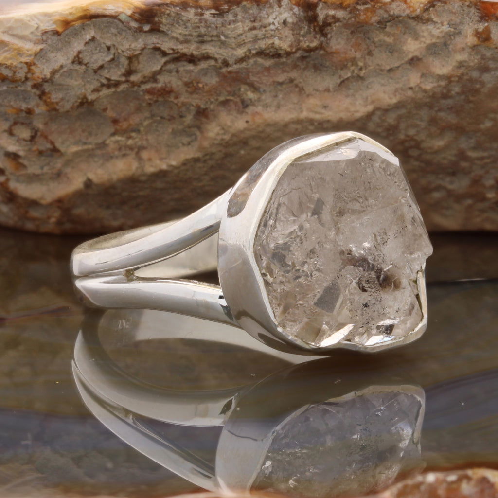 Buy your Raw Elegance: Rough Herkimer Diamond Sterling Silver Ring online now or in store at Forever Gems in Franschhoek, South Africa