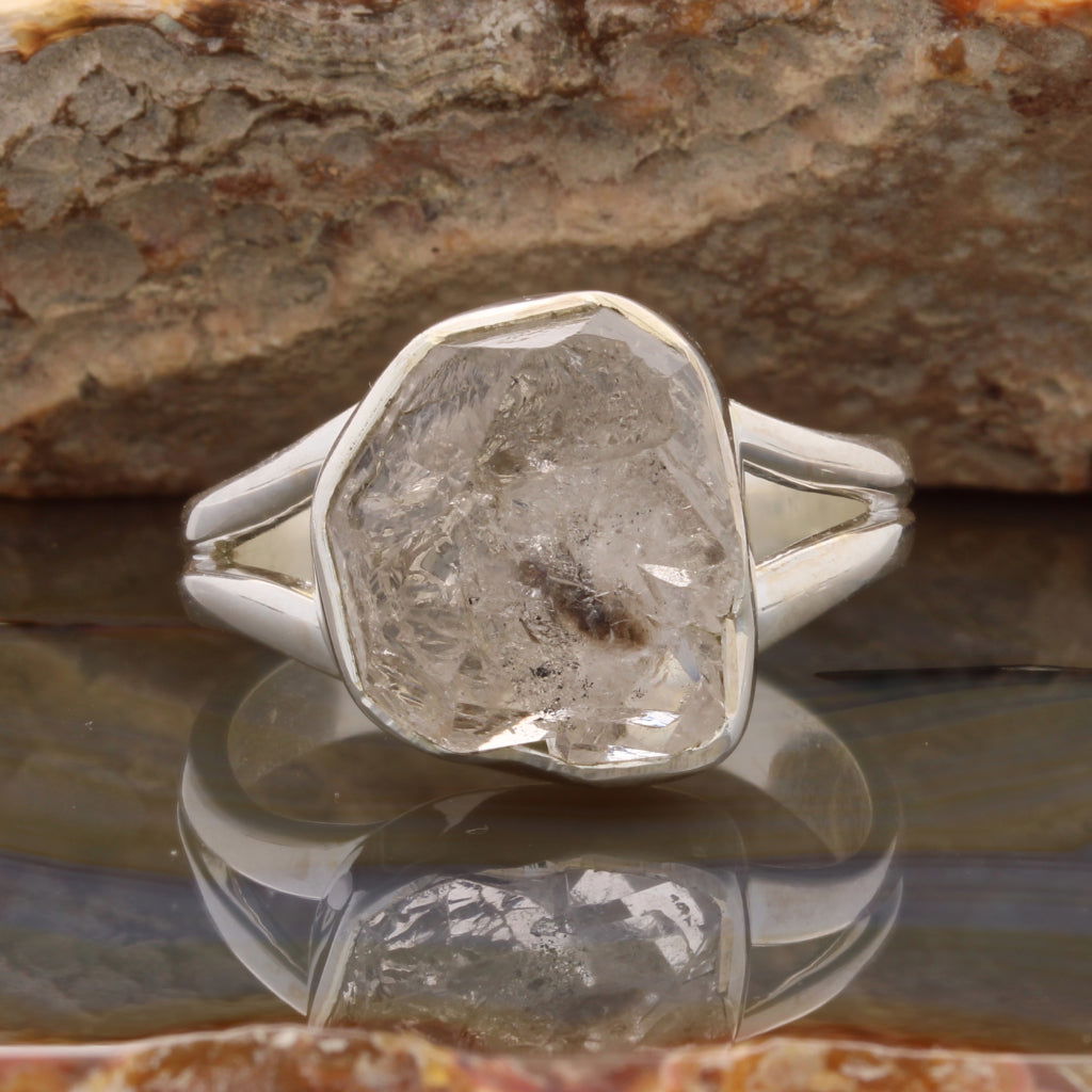 Buy your Raw Elegance: Rough Herkimer Diamond Sterling Silver Ring online now or in store at Forever Gems in Franschhoek, South Africa