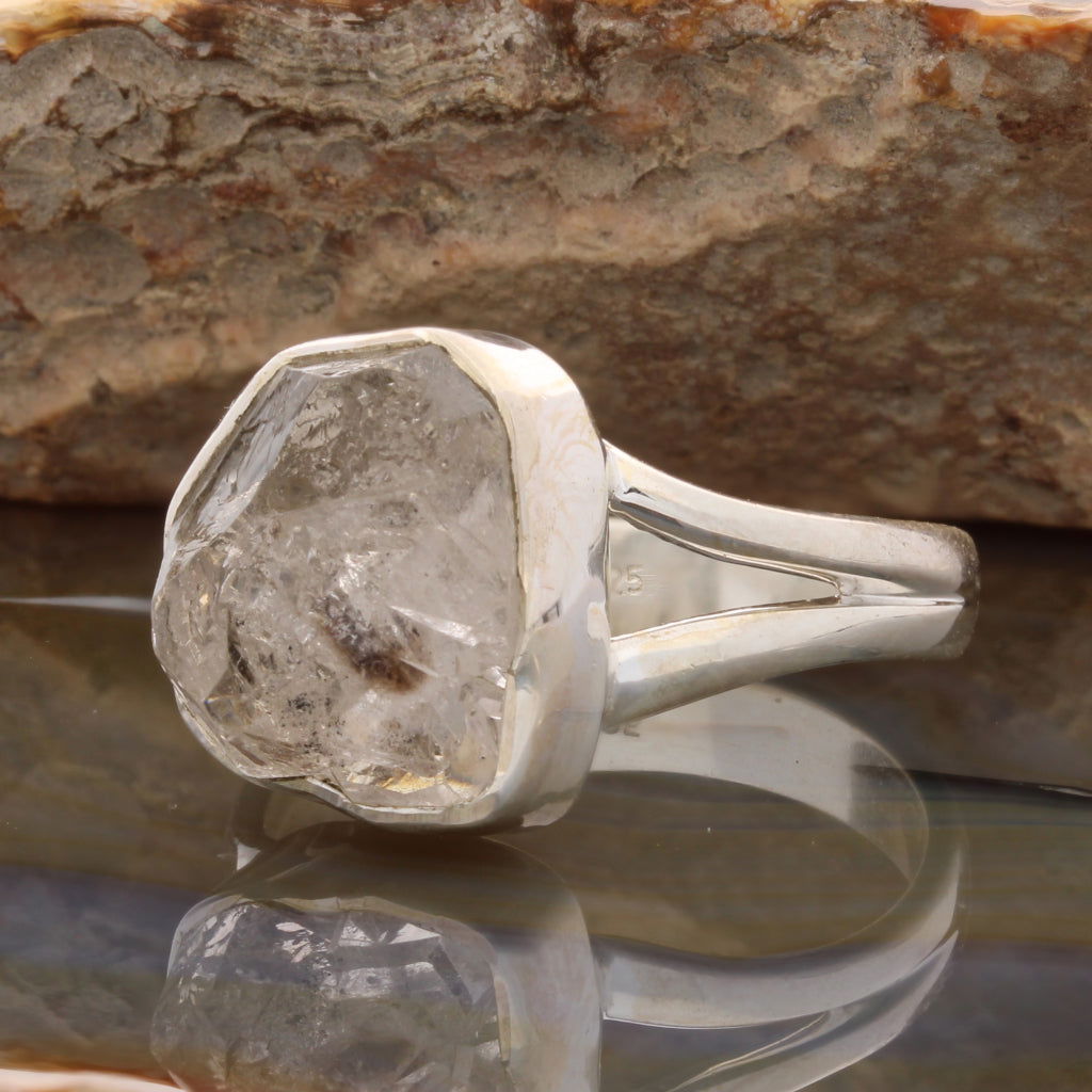 Buy your Raw Elegance: Rough Herkimer Diamond Sterling Silver Ring online now or in store at Forever Gems in Franschhoek, South Africa