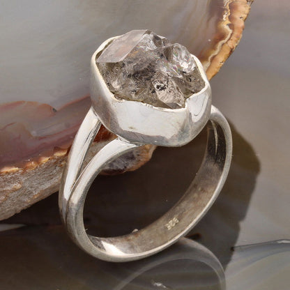 Buy your Raw Elegance: Rough Herkimer Diamond Sterling Silver Ring online now or in store at Forever Gems in Franschhoek, South Africa