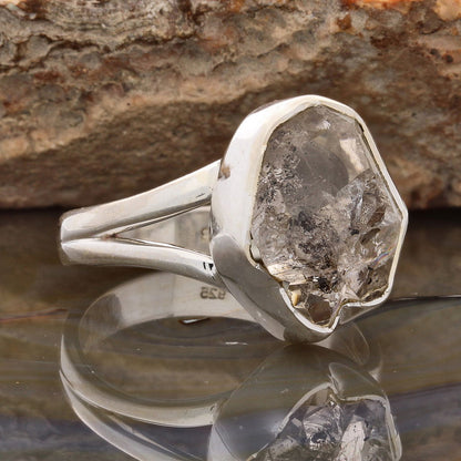 Buy your Raw Elegance: Rough Herkimer Diamond Sterling Silver Ring online now or in store at Forever Gems in Franschhoek, South Africa