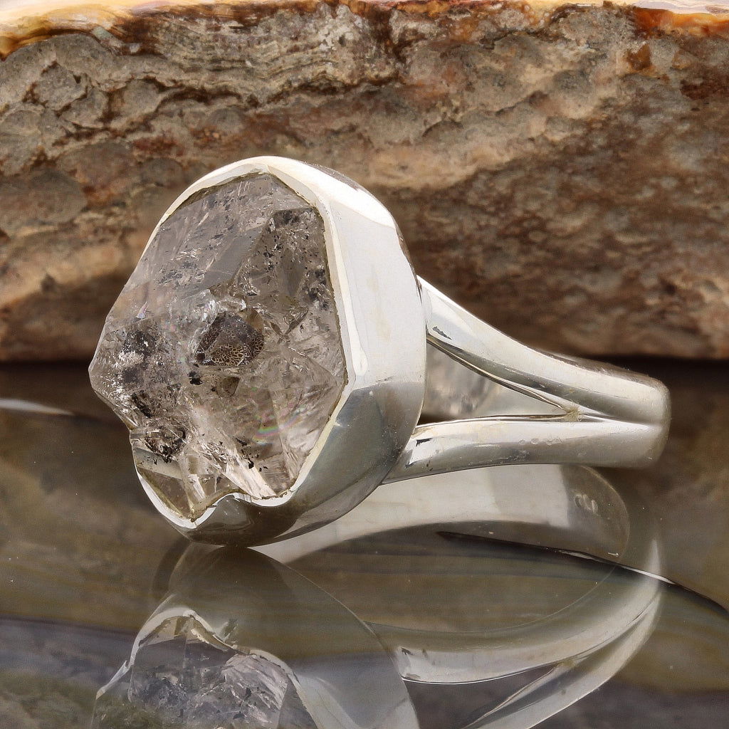 Buy your Raw Elegance: Rough Herkimer Diamond Sterling Silver Ring online now or in store at Forever Gems in Franschhoek, South Africa