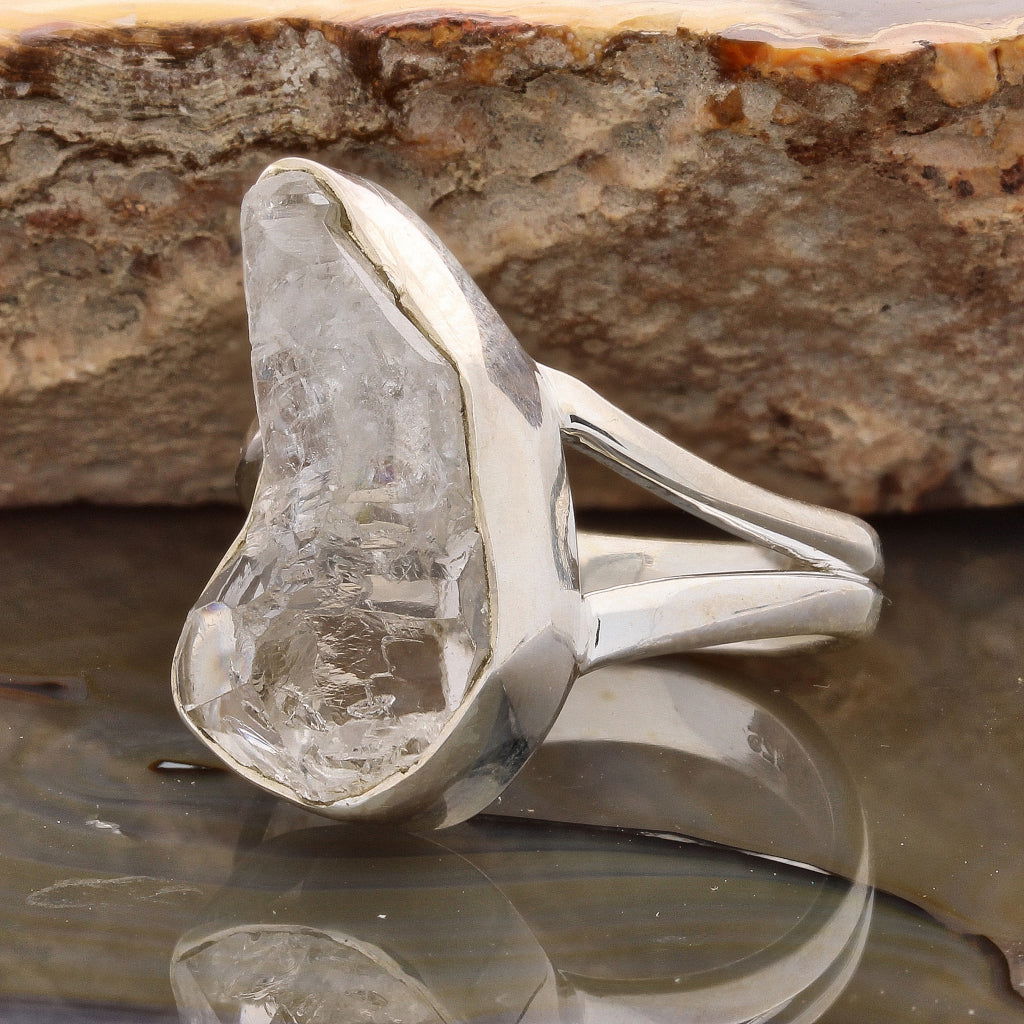 Buy your Raw Elegance: Rough Herkimer Diamond Sterling Silver Ring online now or in store at Forever Gems in Franschhoek, South Africa