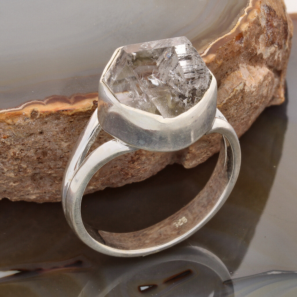 Buy your Raw Elegance: Rough Herkimer Diamond Sterling Silver Ring online now or in store at Forever Gems in Franschhoek, South Africa