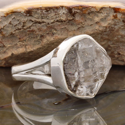 Buy your Raw Elegance: Rough Herkimer Diamond Sterling Silver Ring online now or in store at Forever Gems in Franschhoek, South Africa