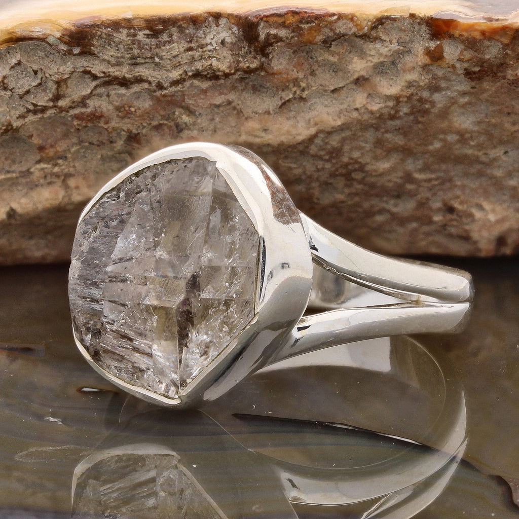 Buy your Raw Elegance: Rough Herkimer Diamond Sterling Silver Ring online now or in store at Forever Gems in Franschhoek, South Africa