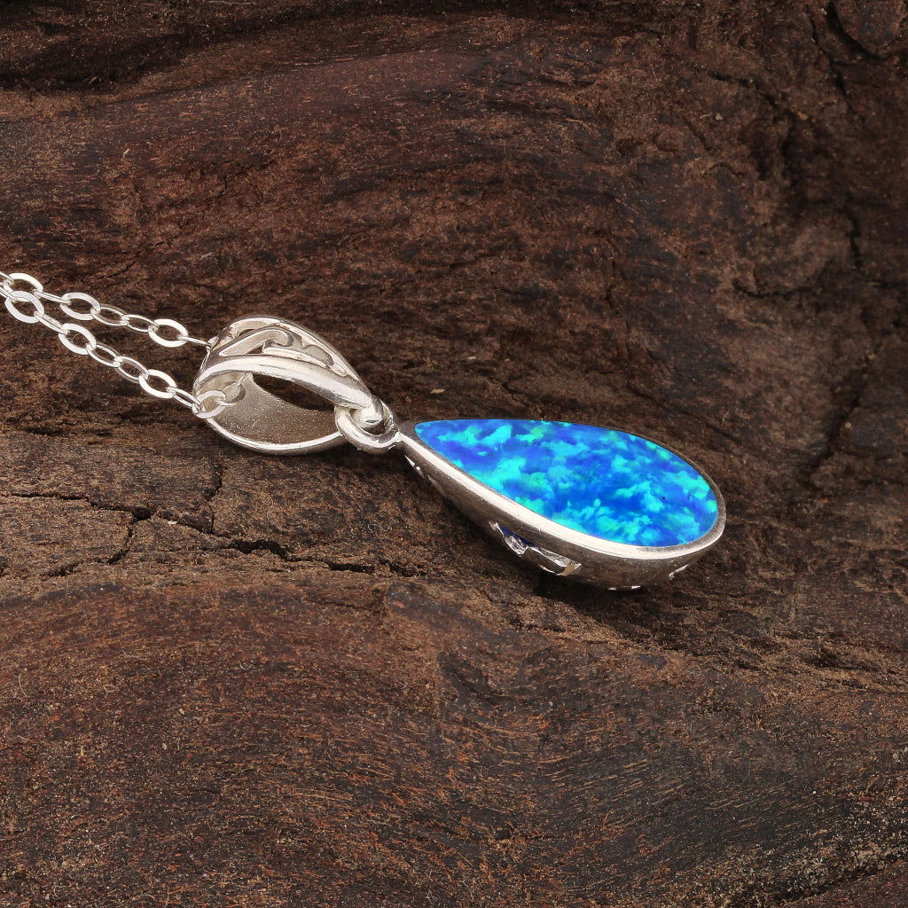 Buy your Secret Garden: Teardrop Synthetic Opal Necklace online now or in store at Forever Gems in Franschhoek, South Africa