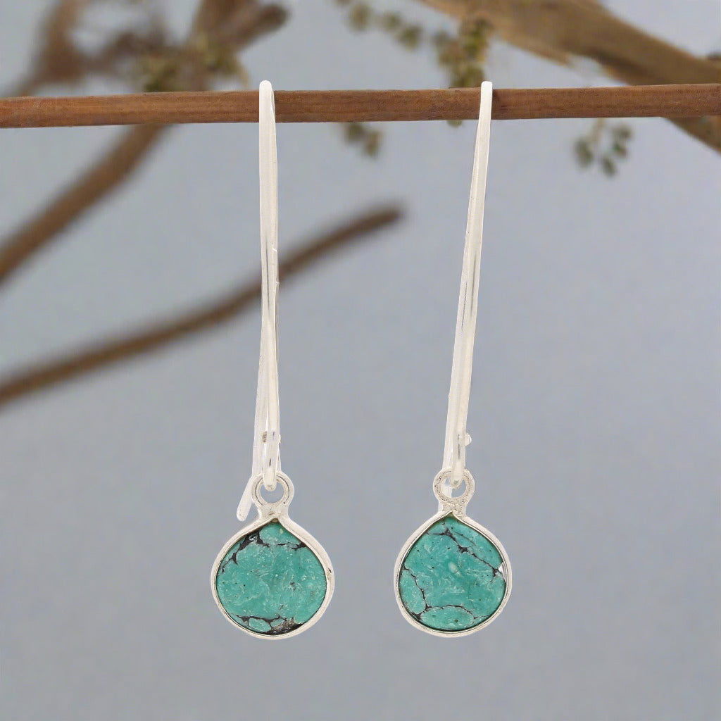 Buy your Teardrop Turquoise Hoop Earrings online now or in store at Forever Gems in Franschhoek, South Africa