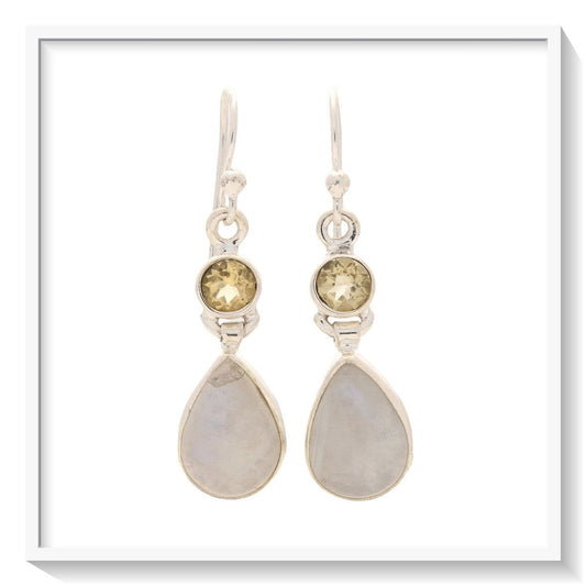 Buy your Twinkle and Shine: Rainbow Moonstone & Citrine Earrings online now or in store at Forever Gems in Franschhoek, South Africa