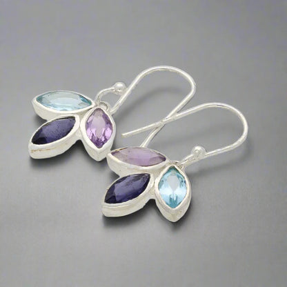 Buy your Shimmering Leaf: Amethyst, Blue Topaz & Iolite Earrings online now or in store at Forever Gems in Franschhoek, South Africa