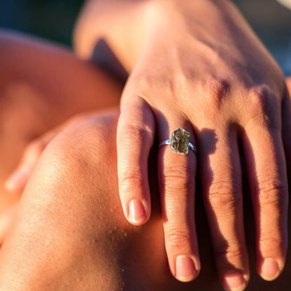 Buy your Cosmic Embrace: Sterling Silver Moldavite Ring online now or in store at Forever Gems in Franschhoek, South Africa