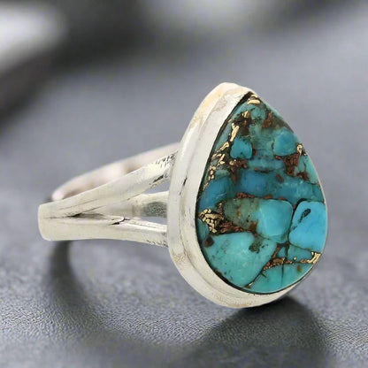 Bohemian Rhapsody: Copper Turquoise Sterling Silver Ring