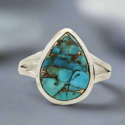 Bohemian Rhapsody: Copper Turquoise Sterling Silver Ring