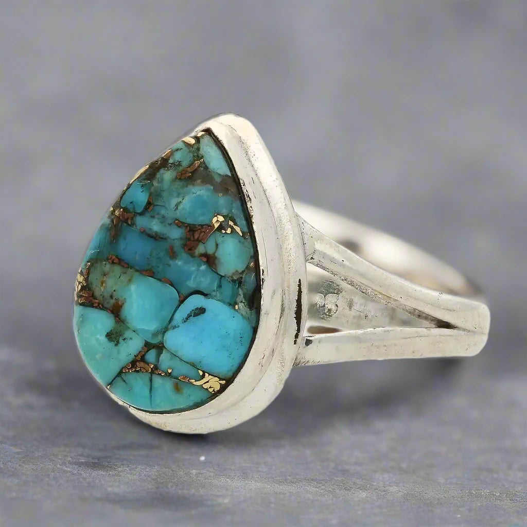 Bohemian Rhapsody: Copper Turquoise Sterling Silver Ring