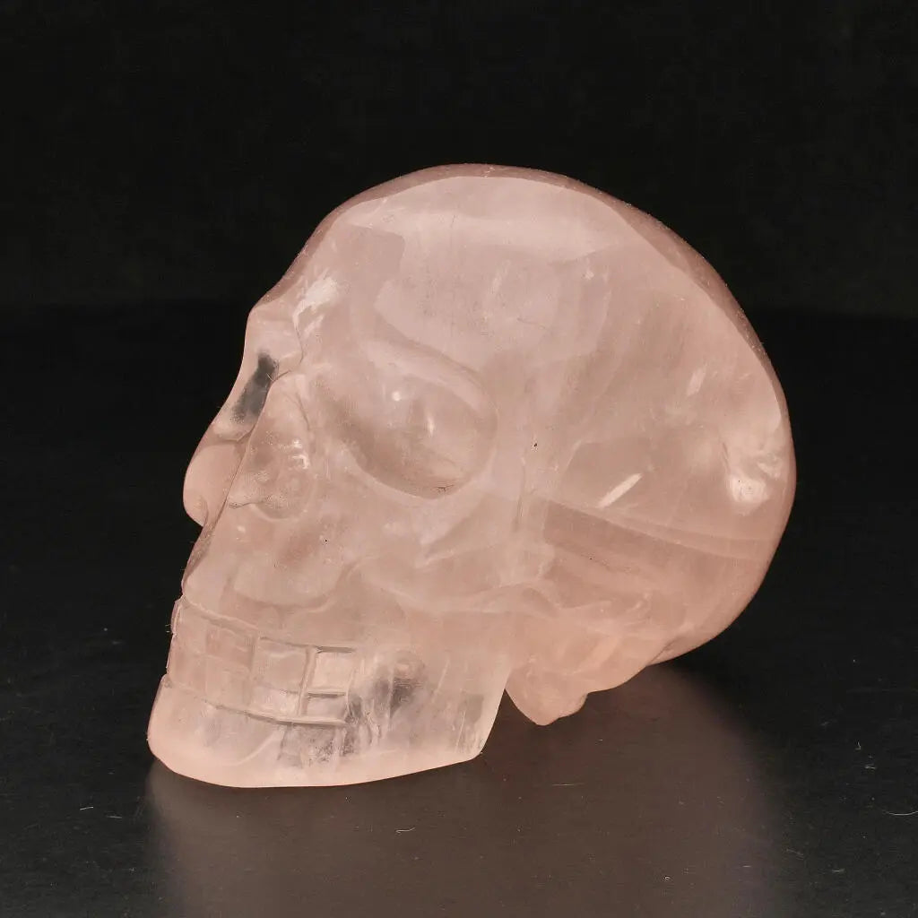 Crystal Clarity: Hand-Carved Rose Quartz Skull