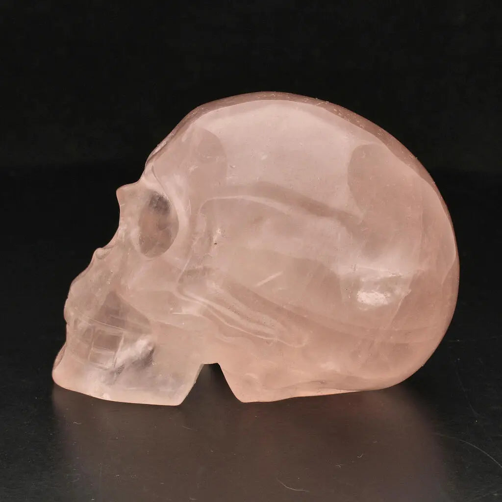 Crystal Clarity: Hand-Carved Rose Quartz Skull