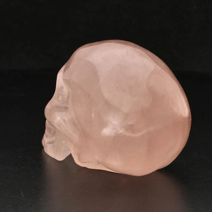 Crystal Clarity: Hand-Carved Rose Quartz Skull