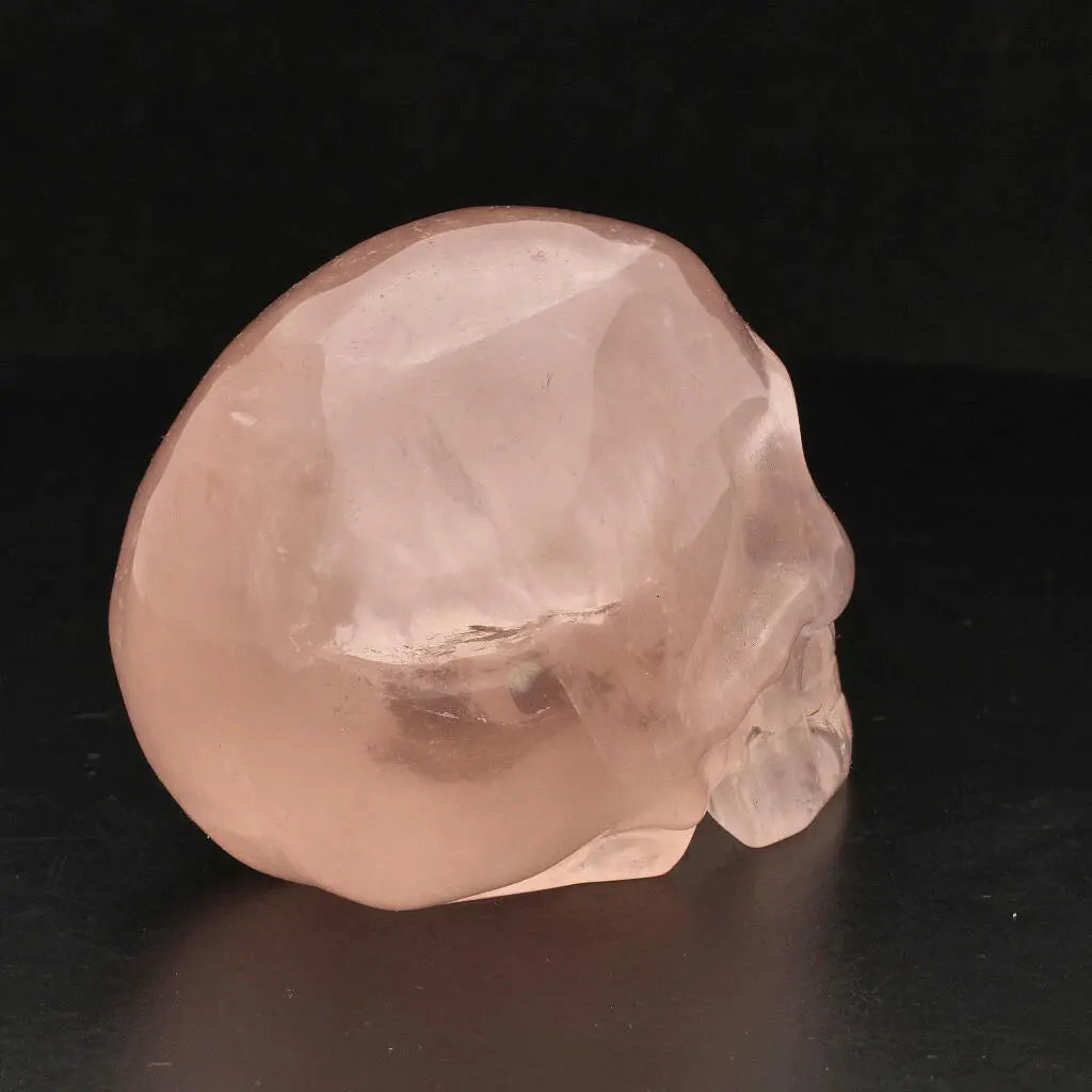 Crystal Clarity: Hand-Carved Rose Quartz Skull