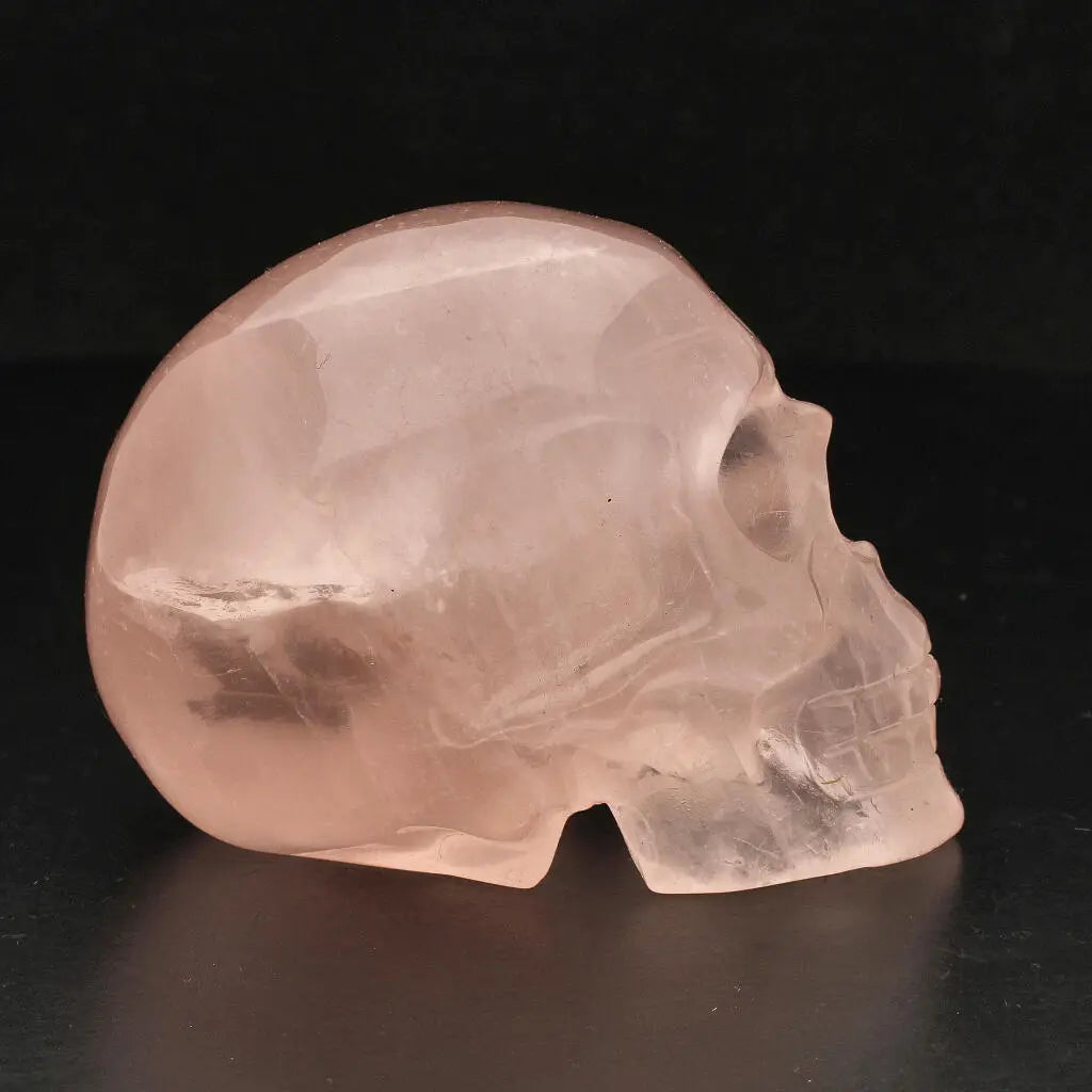 Crystal Clarity: Hand-Carved Rose Quartz Skull