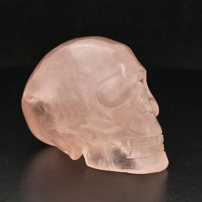 Crystal Clarity: Hand-Carved Rose Quartz Skull