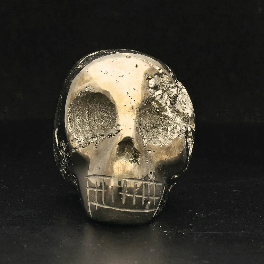 Mystical Pyrite Carved Skull: A Unique Fusion of Power & Protection