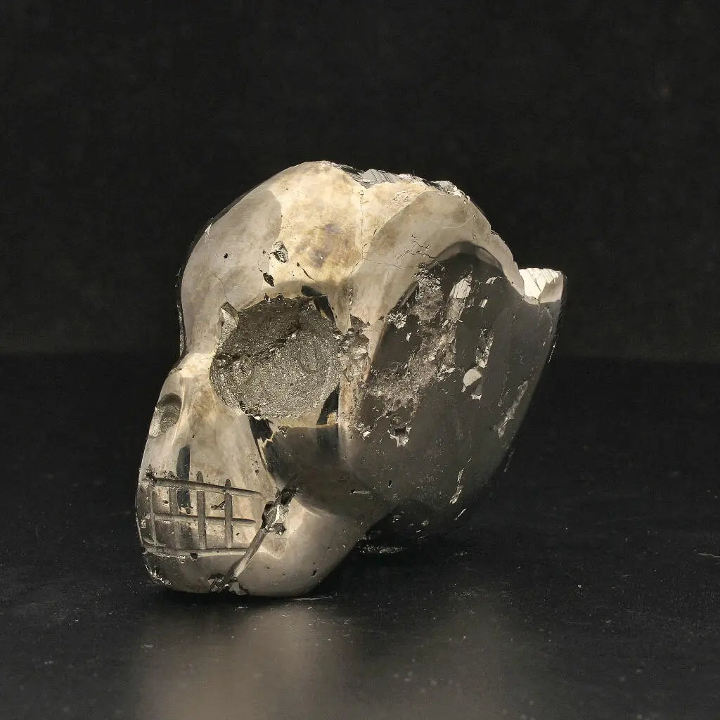 Unique Pyrite Carved Skull: Protection, Prosperity, and Ancient Magic