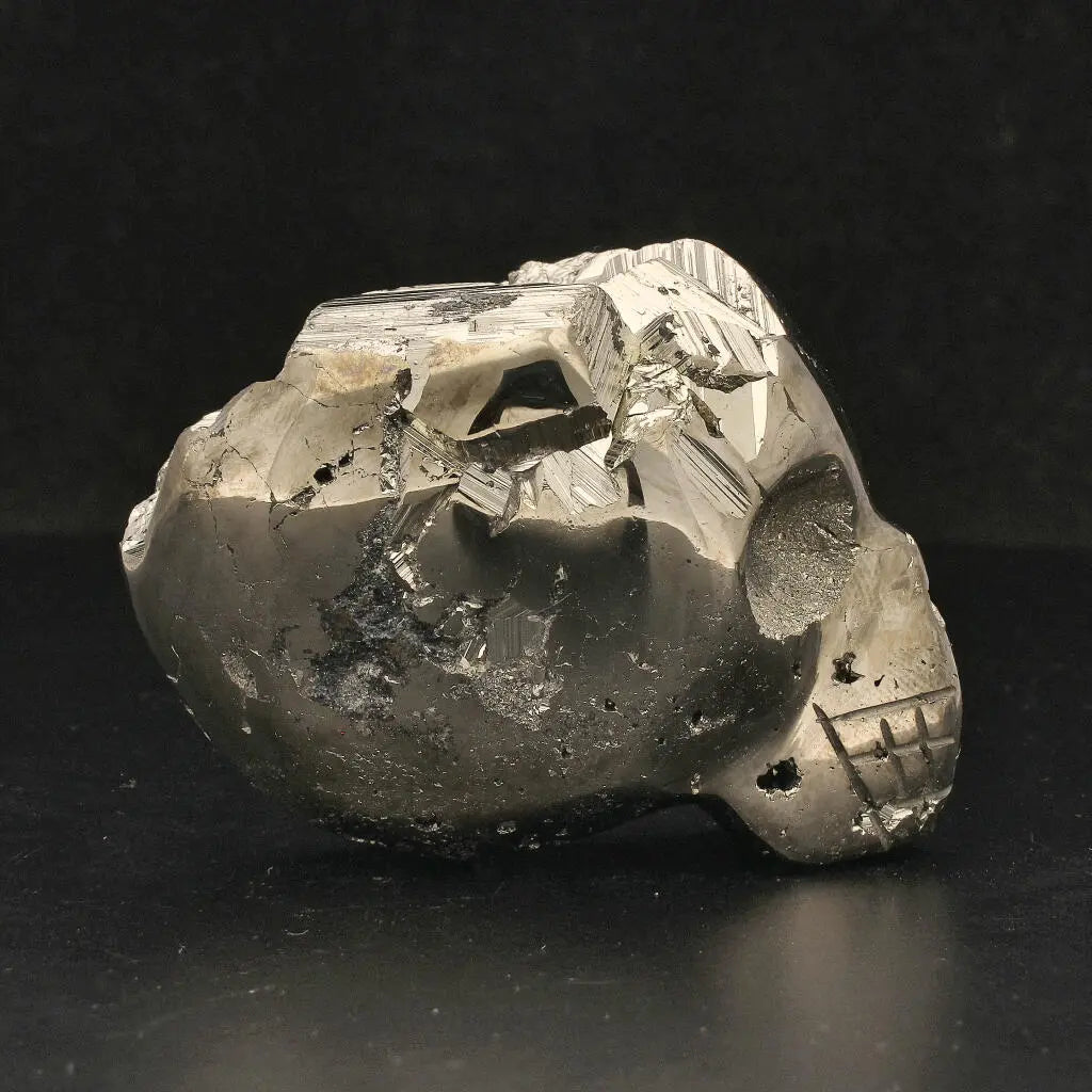 Unique Pyrite Carved Skull: Protection, Prosperity, and Ancient Magic