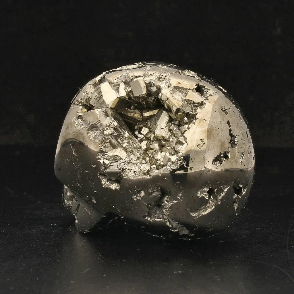 Crystal Skull of Abundance: Polished & Rough Pyrite Masterpiece