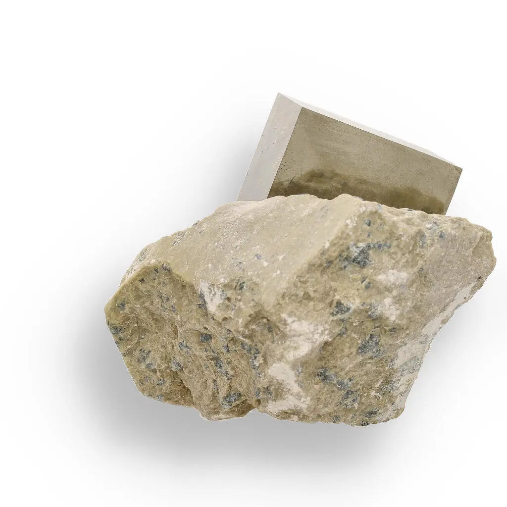 Natural Pyrite Cube – Stunning Metallic Luster in Original Matrix