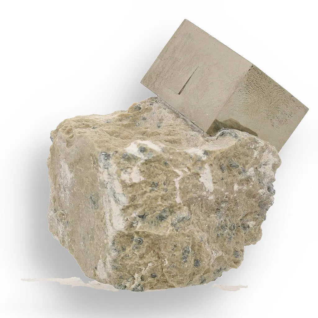 Natural Pyrite Cube – Sculptural Mineral Marvel with a Flat Base Display