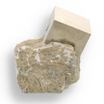 Natural Pyrite Cube – Sculptural Mineral Marvel with a Flat Base Display