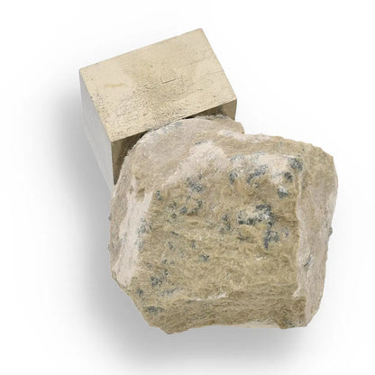 Natural Pyrite Cube – Sculptural Mineral Marvel with a Flat Base Display