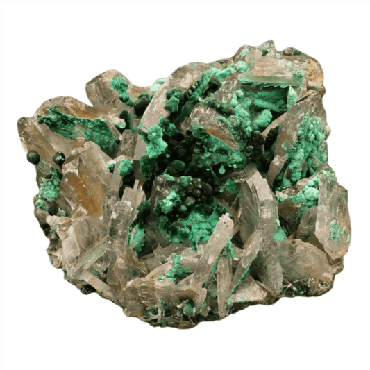 Buy your Rare Baryte and Malachite Specimen from the Shangulowe Mine online now or in store at Forever Gems in Franschhoek, South Africa