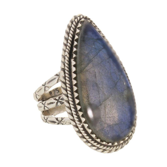 Buy your Labradorite Dreams: Handcrafted Sterling Silver Ring Set on Tri-Band Texture online now or in store at Forever Gems in Franschhoek, South Africa