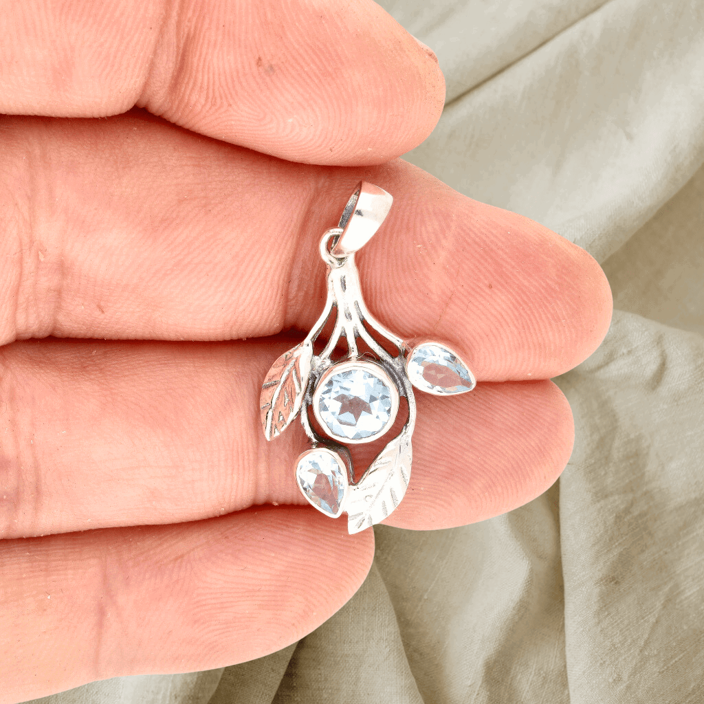 Buy your Leafy Charms: Blue Topaz Sterling Silver Pendant online now or in store at Forever Gems in Franschhoek, South Africa