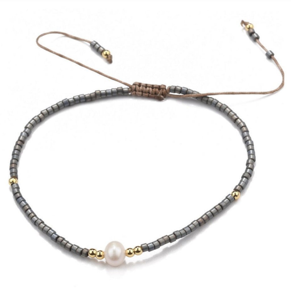 Buy your Pearl & Black Seed Bead Adjustable Bracelet online now or in store at Forever Gems in Franschhoek, South Africa