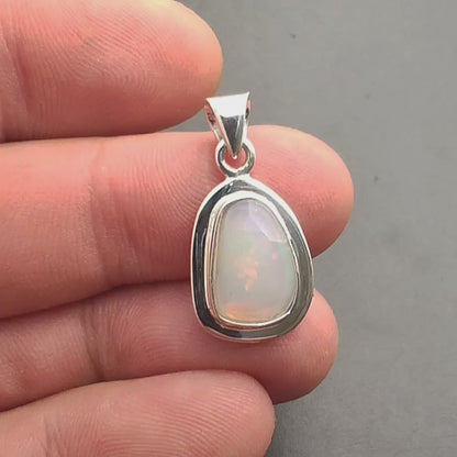 Radiant Ethiopian Opal Sterling Silver Pendant