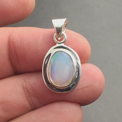 Radiant Ethiopian Opal Sterling Silver Pendant