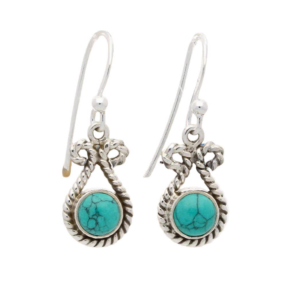 Buy your Turquoise Twisted Wire Sterling Silver Earrings online now or in store at Forever Gems in Franschhoek, South Africa